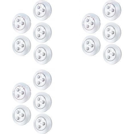 15 Pack LED Sans Fil Alimenté par Batterie Lampe de Presse Du Robinet de Nuit Stick- Push Safe Lights pour Couloir Cuisine Chambre Salle de Bain (1/5)