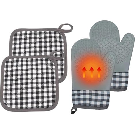 Moufles de Cuisine, Mitt de Cuisine, Protection Anti-Dérapante pour Les Mains Cuisson Grill Micro-Ondes Plats Chauds Maison Extérieur (1/5)