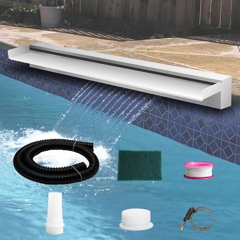 Cascade déversoir de Jardin Kit Fontaine de Piscine en Acier Inoxydable 304, Design Élégant pour Cour, Bassin Extérieur Noire Vue sur l'eau de terrasse décor- 90x20x10cm (Pas de lumière) (1/5)