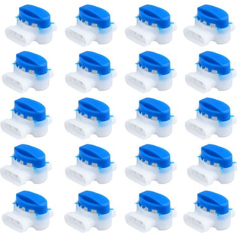 Lot de 20 connecteurs de câbles pour tondeuses robotisées, connecteurs 314, borniers bleus auto-dénudants et étanches, bornes tripolaires pour tondeuses robotisées de jardin et automatiques.