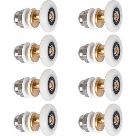 [JAMAIS UTILISÉ] Roulettes de porte de douche, roulettes de porte coulissante, roulettes de remplacement, diamètre de roue 23 mm, 8 pièces (1/4)