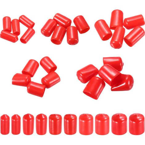 50Pcs Embout Caoutchouc 9.5mm 11mm 12.5mm 14mm 15.5mm Cache Vis Rouge de Protection Rond pour Boulon, Tuyau de Plomberie (1/5)