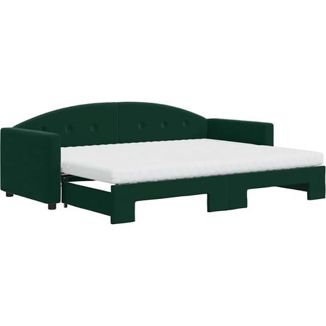 Maison Exclusive - Divano Letto Estraibile Materassi Verde Scuro 80x200 Velluto