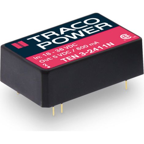 TracoPower TEN 3-2411N DC/DC-Wandler, Print 24 V/DC 5 V/DC 600 mA 3 W Anzahl Ausgänge: 1 x Inhalt 1