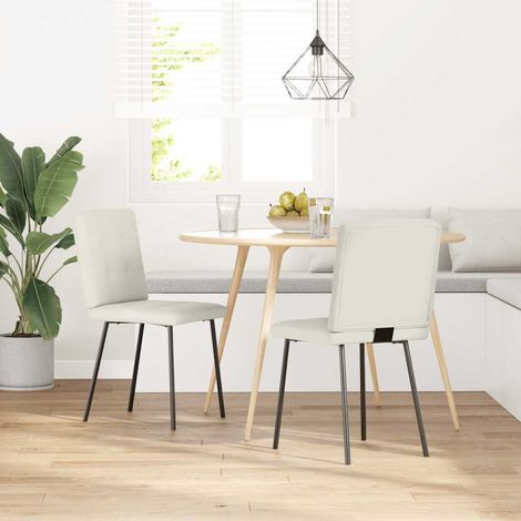Maison Exclusive - Esszimmerstühle 2 Stk. Creme Samt (1/5)