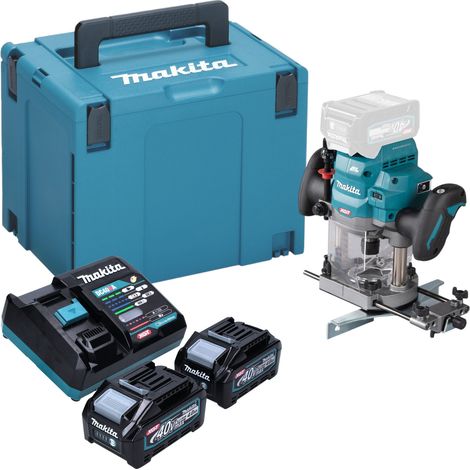 Makita RP 001 GM201 Défonceuse sans fil 40 V max. 12 mm Brushless + 2x batterie 4,0 Ah + chargeur + Makpac (1/5)