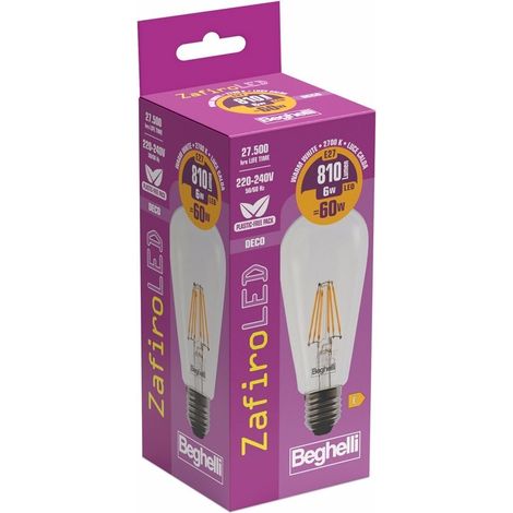 LAMPADINA DECORATIVA ZAFIRO LED E27 6W 2700K CHIARA (1/2)