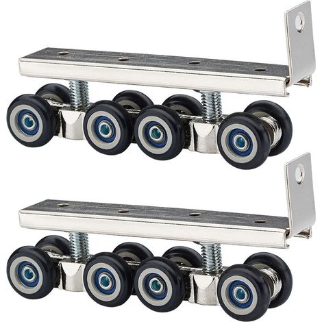 1 Pair/Set 4/5in Wooden Sliding Door Hanging Wheel Sliding Door Track Pulley Hardware Hanging Door 8 Rounds