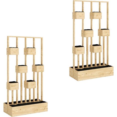 2er-Set hochbeet mit Rankgitter Körbe, Holz Pflanzkasten Pflanzkübel Blumenkasten, 90 x 45 x 170 cm