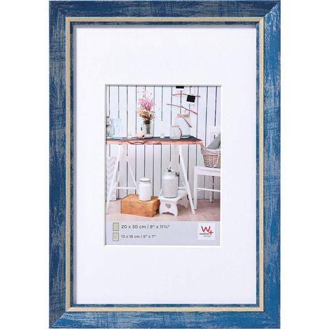 Cadre Photo Bleu 10 x 15 cm avec Passe-Partout, Cadre Chalet Design EL015L (1/5)