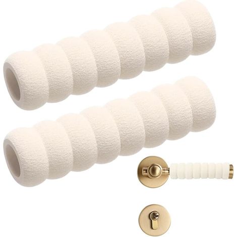 Lot de 2 protecteurs de poignée de porte beige, housses antistatiques anti-choc, protection bébé, pour écoles, restaurants et chambres (1/5)