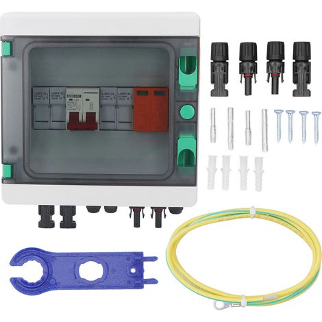 Boîte de combinaison PV solaire étanche 2 cordes avec fusible 15A et disjoncteur 32A DC500V