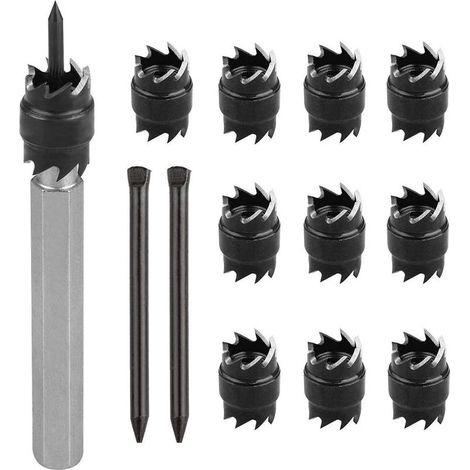 Lot de 13 embouts de suppression de soudure par points rotatifs double face 3/8" et 2 couteaux de rechange en métal pour perceuse électrique, soudage par points (1/5)