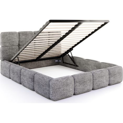 Lit coffre Delicato 180 x 200 cm avec sommier à lattes relevable Gris Foncé