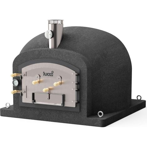 TUOZI - Horno de Leña Exterior de Obra KITAWAY (Negro - 100 x 100 x 65 cm) – Horno de leña de obra para exteriores, aislamiento térmico, cocción tradicional con 3 mantas cerámicas - REF: 4079 (1/5)