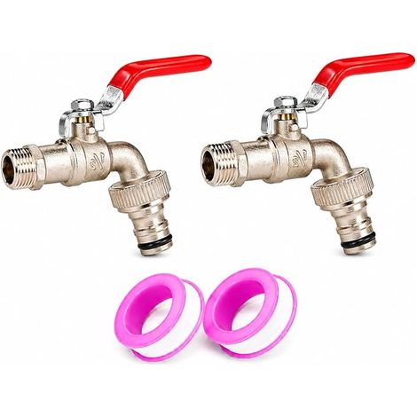 robinets de jardin 1/2" en alliage de zinc avec bande d'étanchéité raccord de robinet extérieur filetage 1/2", robinet de sortie pour réservoir de pluie, machine à laver, irrigation (1/4)