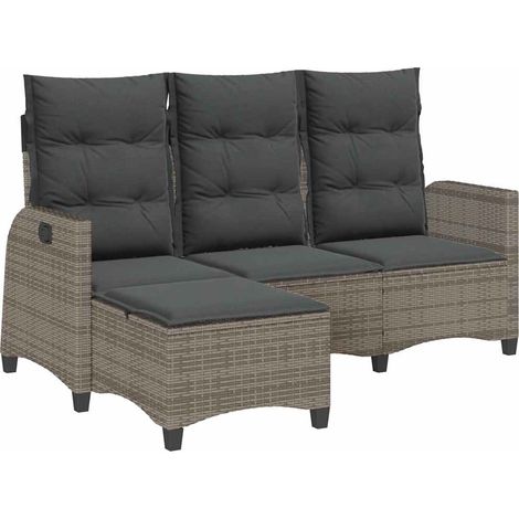Canapé de jardin,Canapé d'extérieur,Sofa de jardin inclinable coussins forme de L gris polyrotin CFW601550 (1/5)