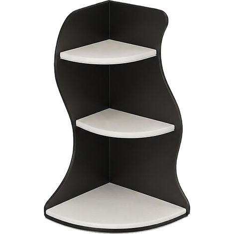 Étagère d’angle 3 niveaux pour plan de travail, organiseur de salle de bain et cuisine, rangement pour lavabo, noir et blanc (1/5)