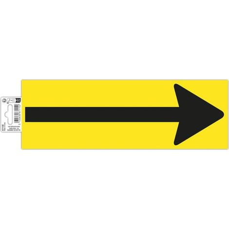 Panneau adhésif - Marquage au sol - Flèche - Jaune/Noir - PVC - Signalétique (1/2)