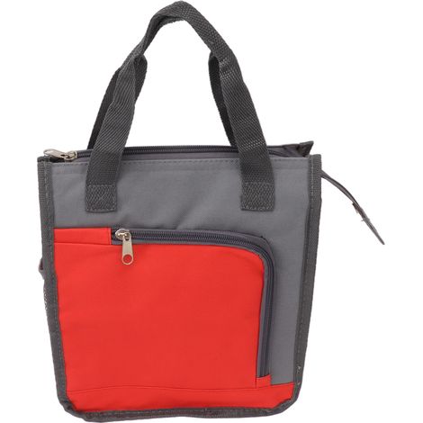 Sac isotherme avec poignée élargie, sac à lunch réutilisable rouge, idéal pour le travail, les voyages, la randonnée et la livraison de repas. (1/5)