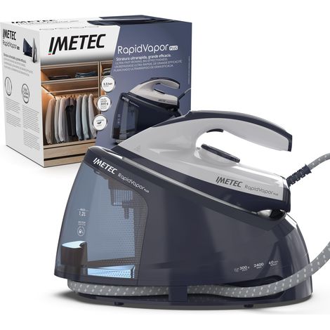 Imetec Rapidvapor Plus - Ferro da stiro generatore di vapore, pronto in 1 minuto, serbatoio 1,2 L, piastra con rivestimento Fluid Ceramic, colpo vapore da 300 g pressione della pompa di 5,5 bar (1/5)