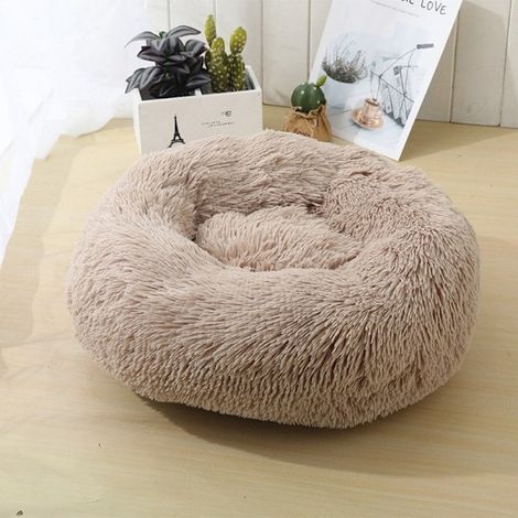 LYERCW - Coussin doux et apaisant en forme de chat moine (noir, beige, gris, gris foncé ou rose) Beige