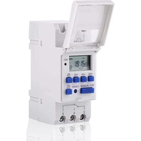 Minuteur numérique programmable hebdomadaire avec écran LCD, interrupteur horaire 16 programmes marche/arrêt, relais temporisé 220V pour automatisation domestique et industrielle (1/5)
