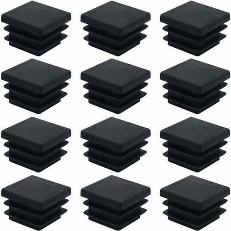 Ensemble de 40 bouchons en plastique carrés de 20 mm x 20 mm en noir pour tuyaux carrés, pieds de meuble, armoires, étagères, chaises. (1/4)