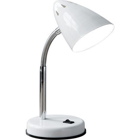 Premier Housewares Flexi White Metal and Chrome Desk Lamp with EU Plug