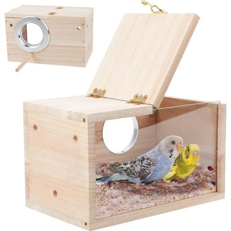Vogelhaus für Wellensittiche, hölzernes Vogelhaus für Käfige, geeignet für Papageien, Wellensittiche und Nymphensittiche. (1/5)