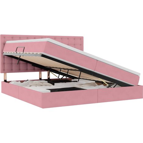 Maison Exclusive - Letto con contenitore e materasso Rosa 200 x 200 cm Velluto