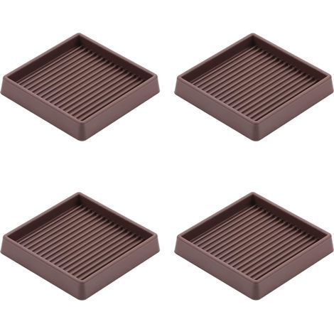 Rotelle in gomma 7,6 x 7,6 cm, piedini antiscivolo per mobili, protezioni antiscivolo per pavimenti per fermi di letti e divani (marrone, confezione da 4) (1/5)
