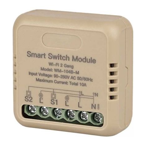 Relè Passo Passo Mini Interruttore WIFI 2.4G 2 Canali 10A TUYA, Smart Life 10A AC 90-250V 50/60HZ 2200W 40X40X18mm IP20