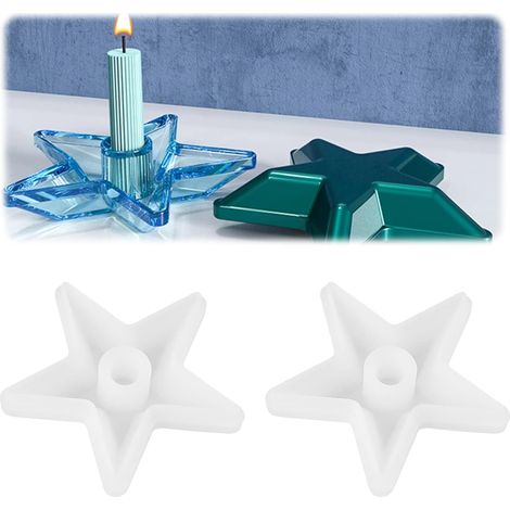 Forme d'étoile Bougeoir en Résine époxy, 2 Pièces, Forme de d'étoile Chandelier Silicone, Moule Silicone Bougeoir d'étoile, Bougeoir Moule, pour Bougeoir (1/5)