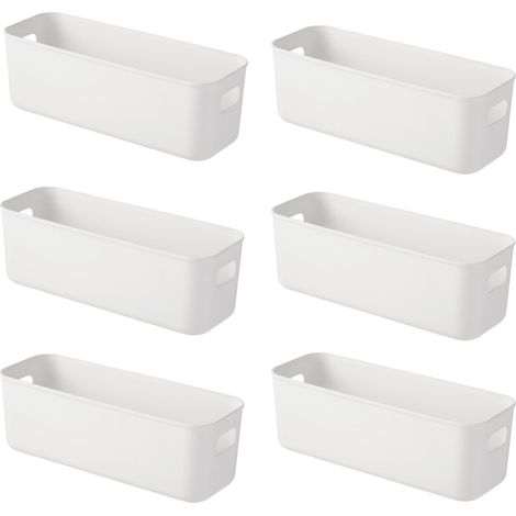 6 Boite Rangement,Plastique Avec Poignées,28x10x11cm,Pour Cuisine,Salle De Bains,Bureau (1/5)