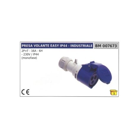 Presa industriale volante easy IP44 2 poli+terra 16A - 6H - 230V codice 007673