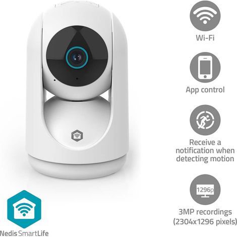 Telecamera Wi-Fi per interni, 3 MP HD, panoramica/inclinazione, visione notturna