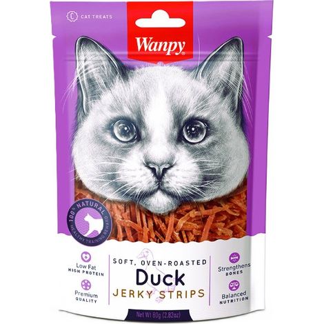 Wanpy Cat Jerky Strips – Zarte Entenstreifen für Katzen, 80 g