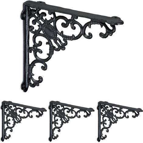 Supports d'étagère vintage en fonte, lot de 4, angle de 90° (1/5)