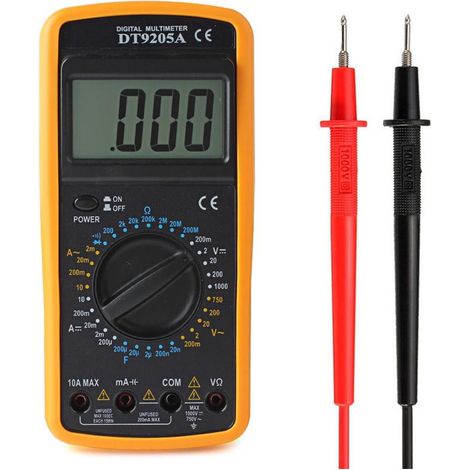 TrAdE Shop Traesio - Tester Multimeter Multimetro Digitale Pro Tester Professionale Con Cavi Dt9205a - (1/3)