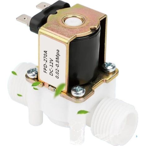 Électrovanne 12V G1 / 2&34 Vanne Électrique en Plastique de l'Eau Solénoïde d'Admission Normalement Fermé de N/C pour la Distribution de l'Eau