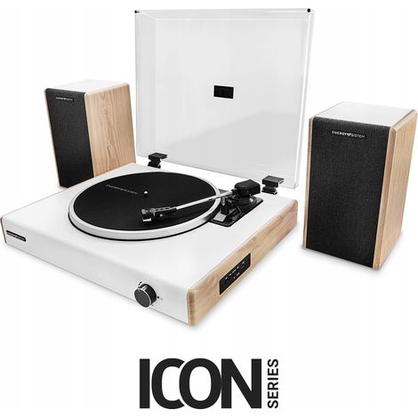 Giradischi retrò con altoparlanti Bluetooth Sistema energetico Woodspin 40W in legno (1/5)