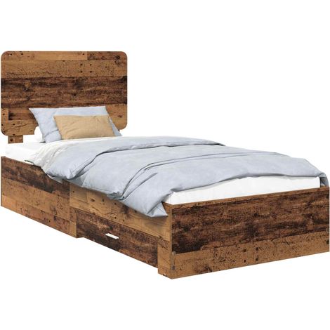Estructura de cama con cabecera Madera vieja 90 x 200 cm vidaXL