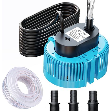 Pompe submersible pour piscines, sous-sols, étangs, jardins, pompe de piscine avec tuyau de vidange, pompe de vidange d'eau claire (bleu) (1/5)
