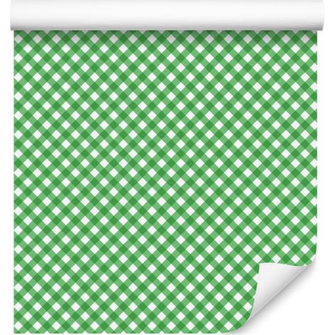 Carta da parati a quadri Vichy verdi per soggiorno e camera da letto, 50x1000 cm (1/5)