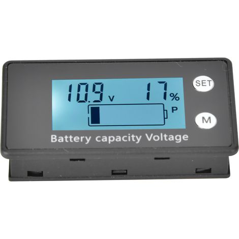 Digitales LCD-Voltmeter, mittelgroß, tragbar, für Batteriespannung, Industriewerkzeug, DC 10-100 V (10-100 V), weißer Temperaturalarm) (1/5)