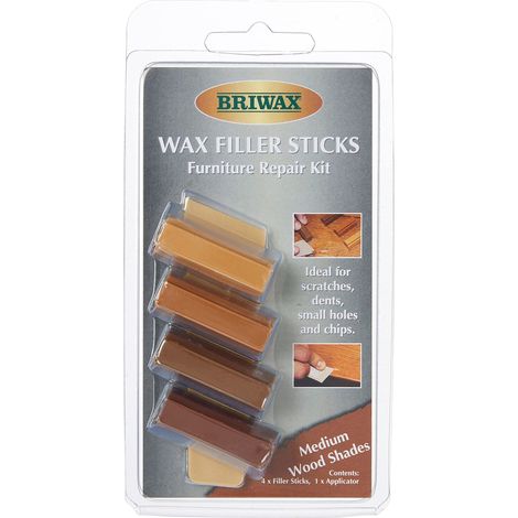Briwax BWSWSMED Wax Filler Sticks Medium Wood Shades (Pack 4) BRWWFSM