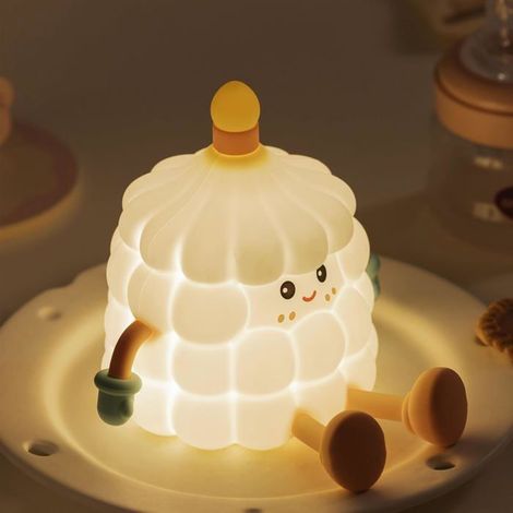 1 veilleuse bébé gâteau, tactile et rechargeable par USB-C, silicone souple avec minuterie 30 min, idéale chambre d'enfant et nuit calme (1/5)