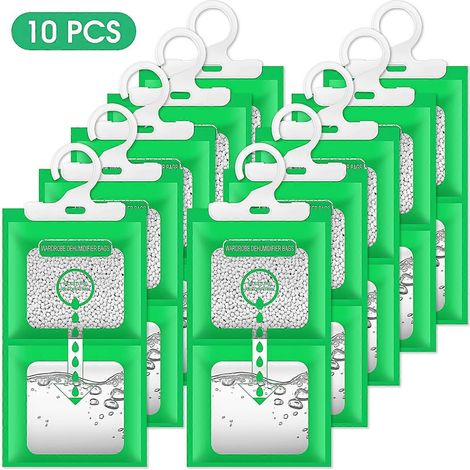Ensemble de 10 déshumidificateurs à dessiccation pour placard, sans parfum, avec sachets déshumidificateurs suspendus ( ) (1/5)