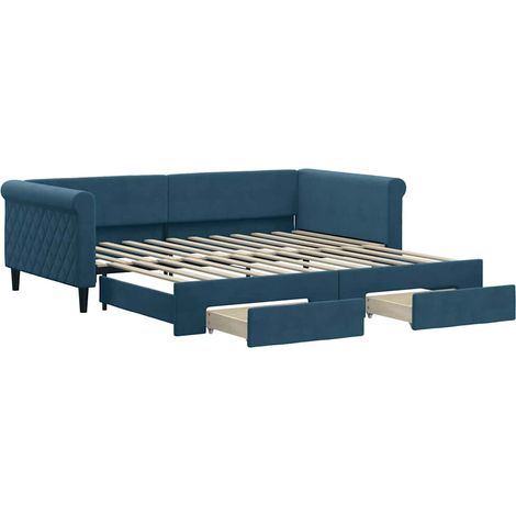 Maison Exclusive - Divano Letto Estraibile con Cassetti Blu 100x200 cm in Velluto